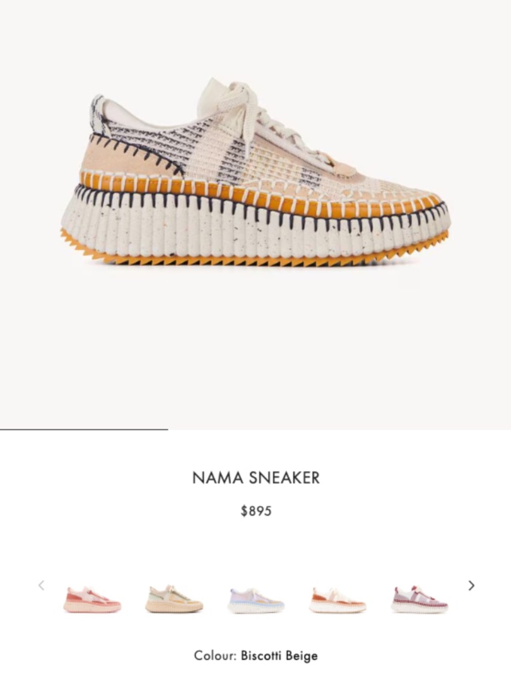 Chloe Nama Sneaker Biscotti Beige sz 40
